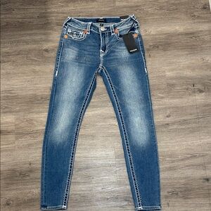 True Religion Women's Distressed Blue Skinny Jeans